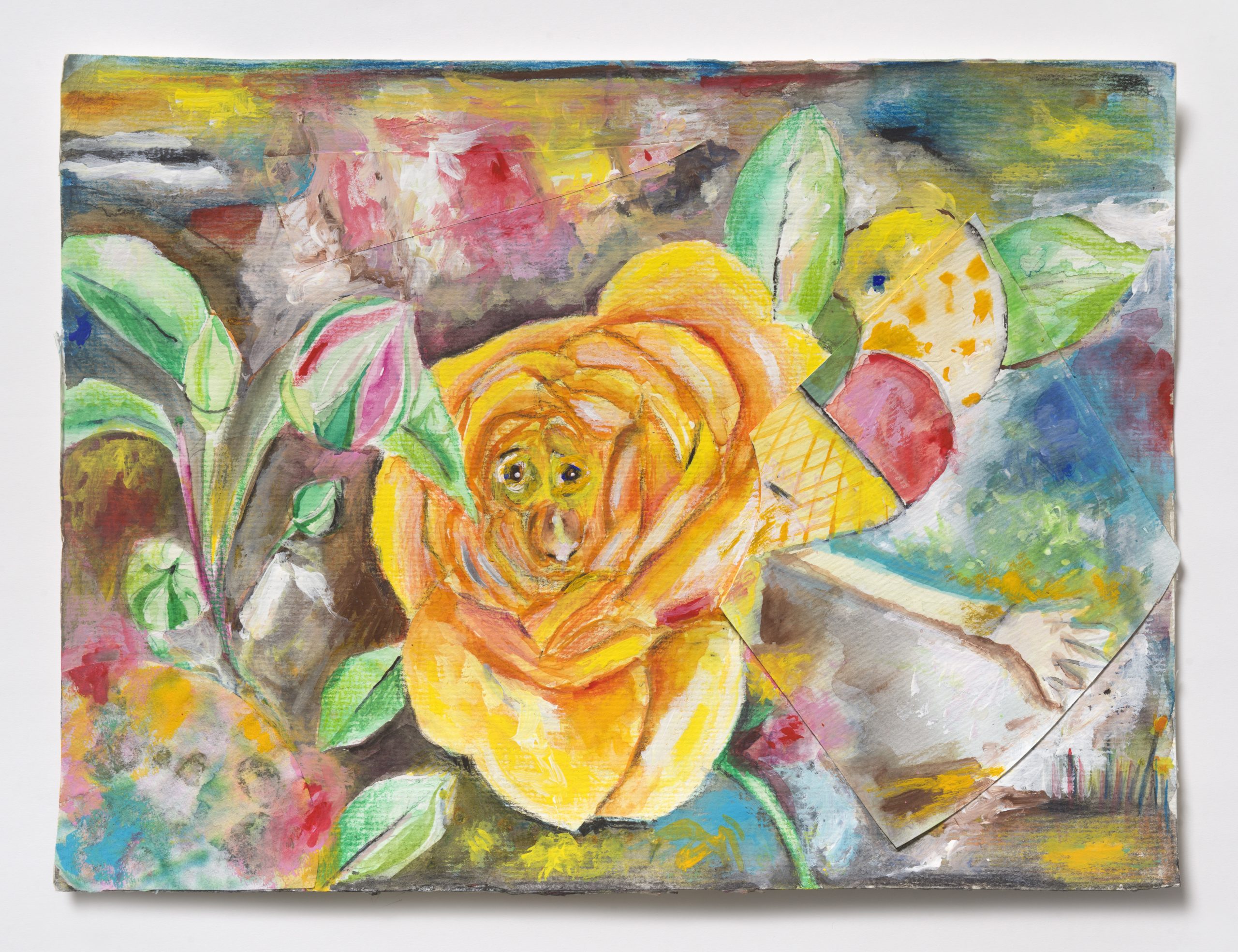  Mixed media (gouache/pen/aquarelle) collage on paper