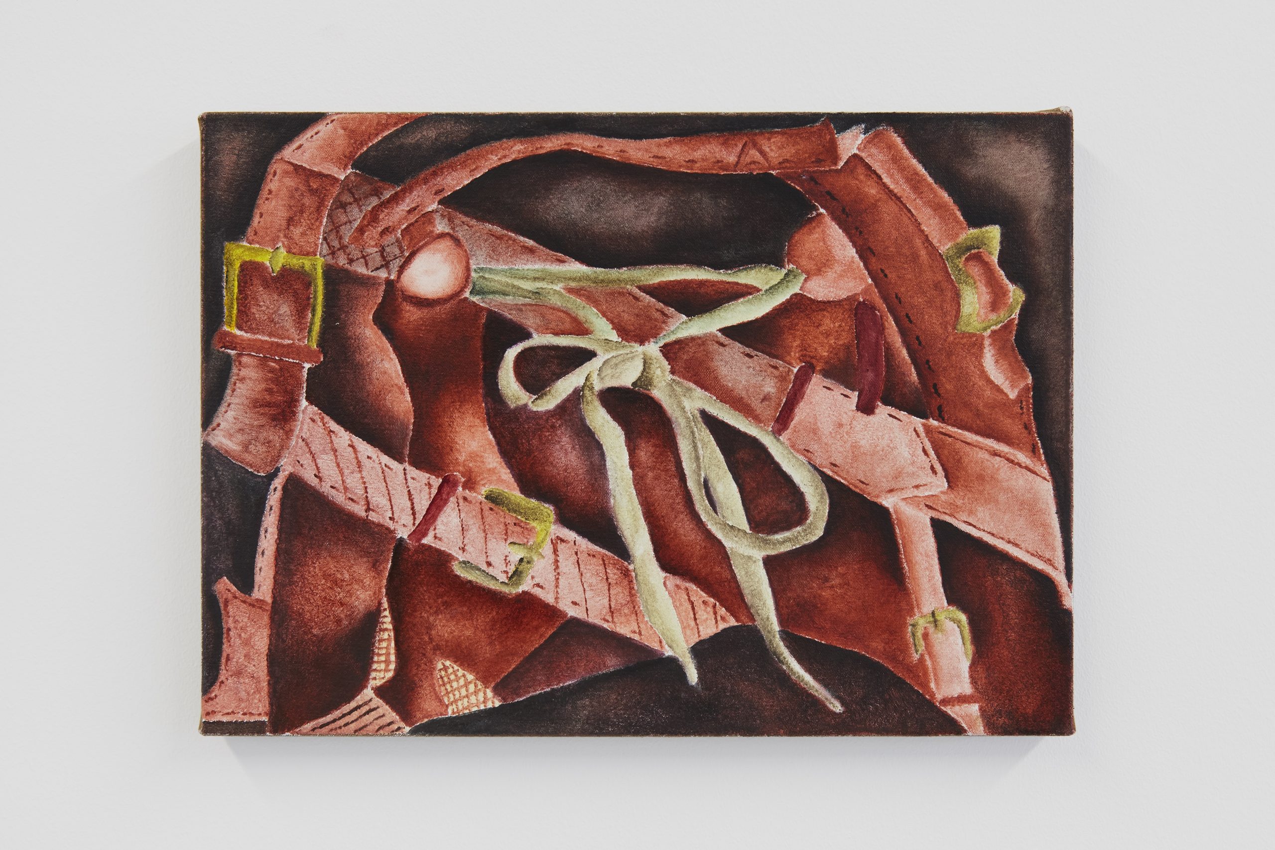 Oil on dyed cotton