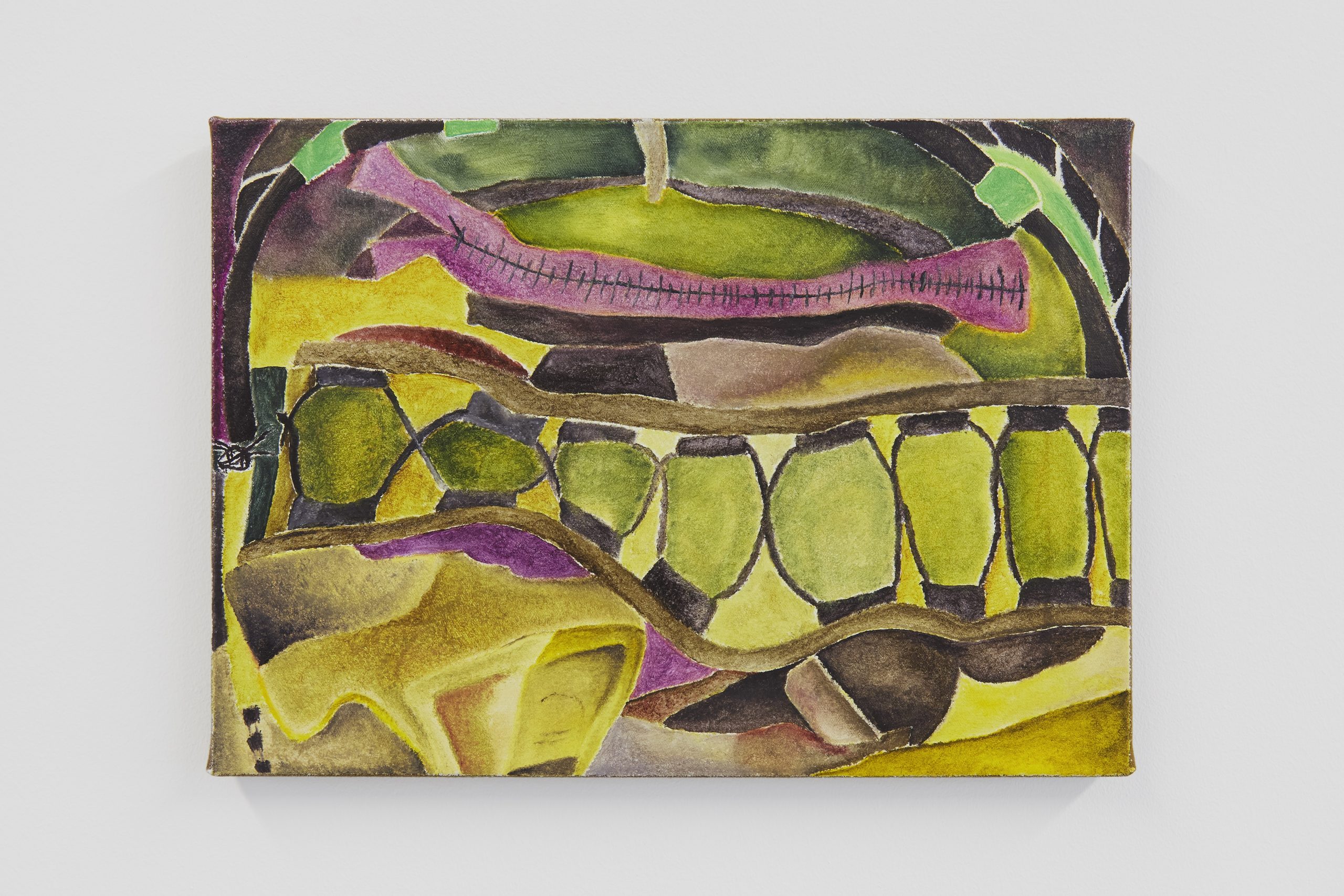 Oil on dyed cotton
