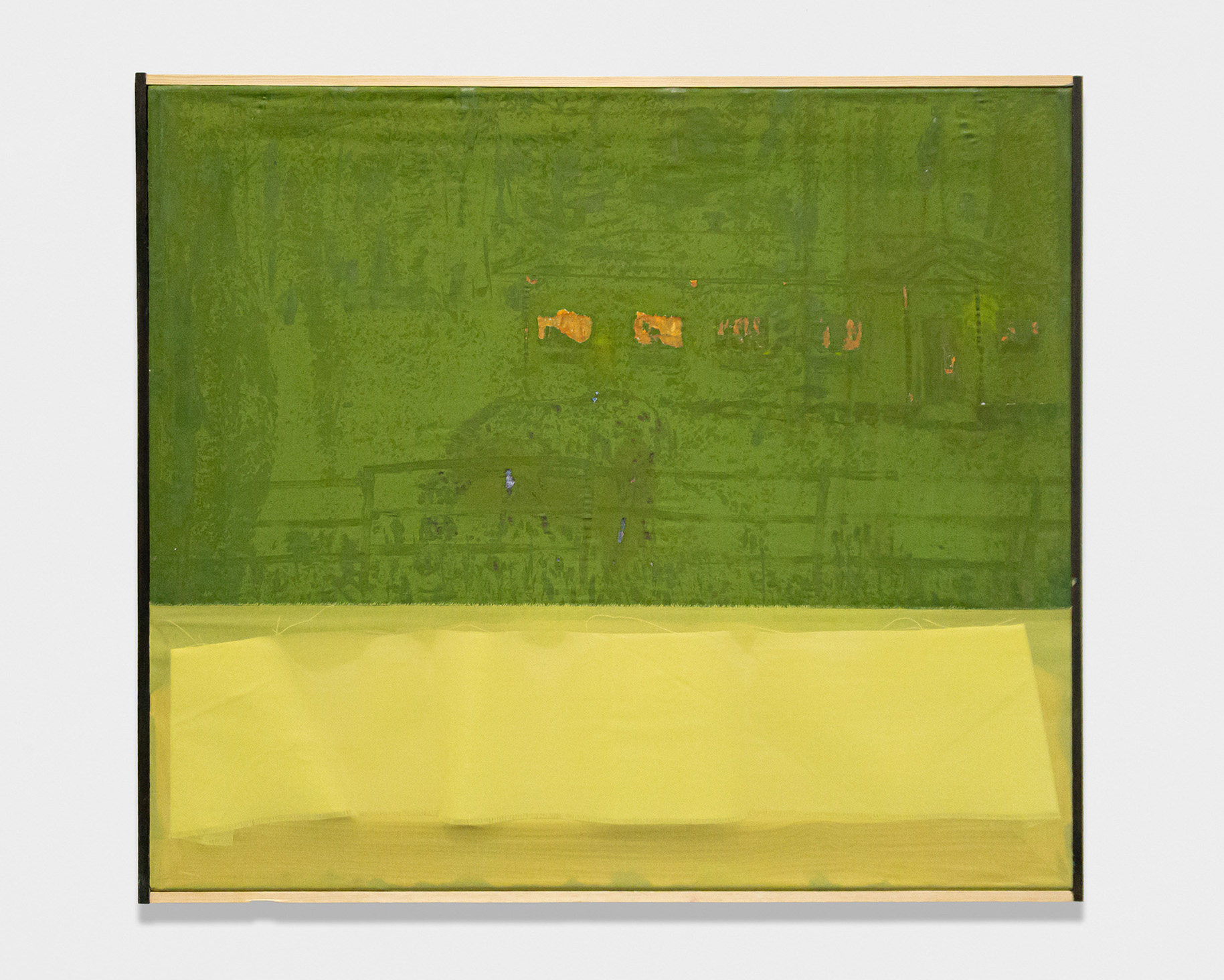 Glue, waterclour, paper on silk, in artists frame