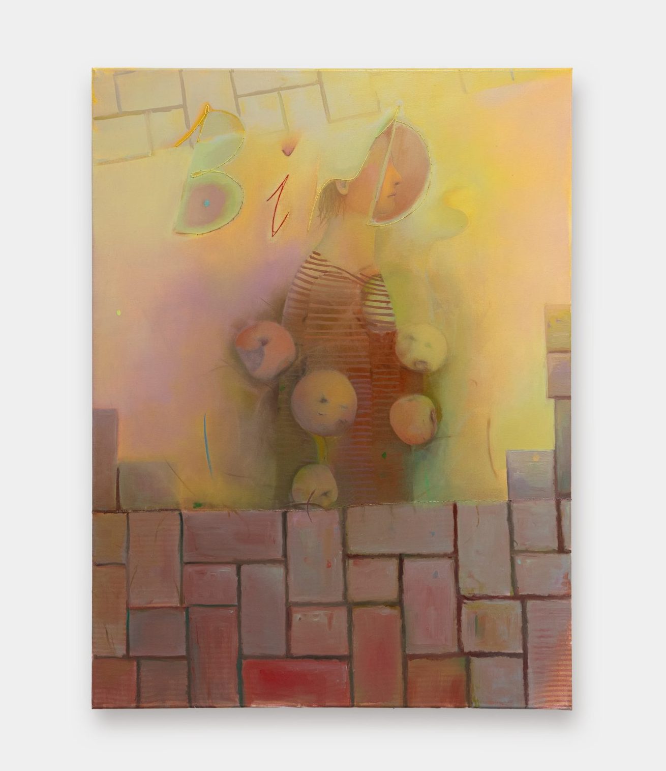 Oil and thread on fabric and canvas 