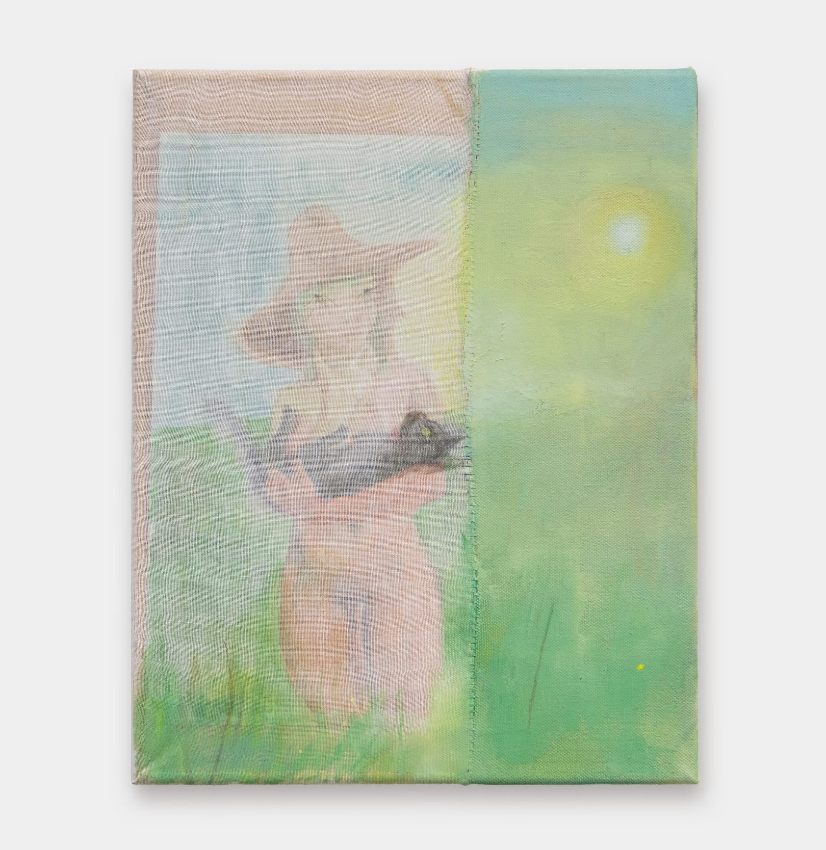 Oil, pencil on gauze and canvas, and watercolour on paper