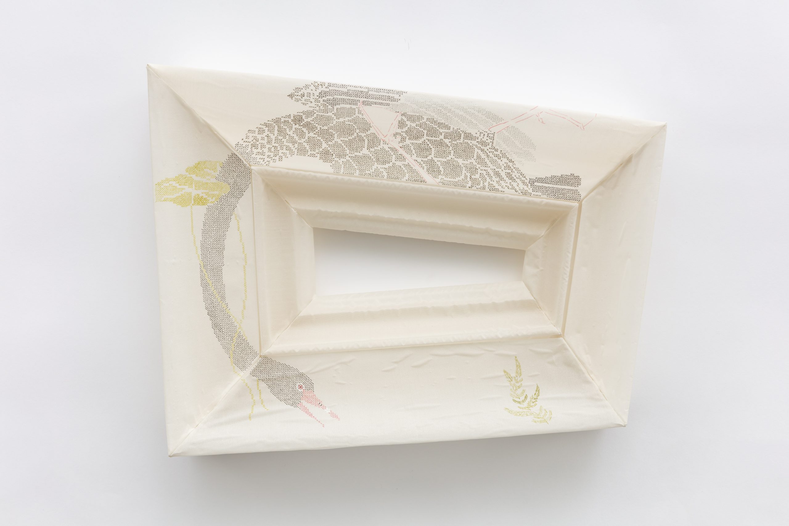 Mineral pigment on silk