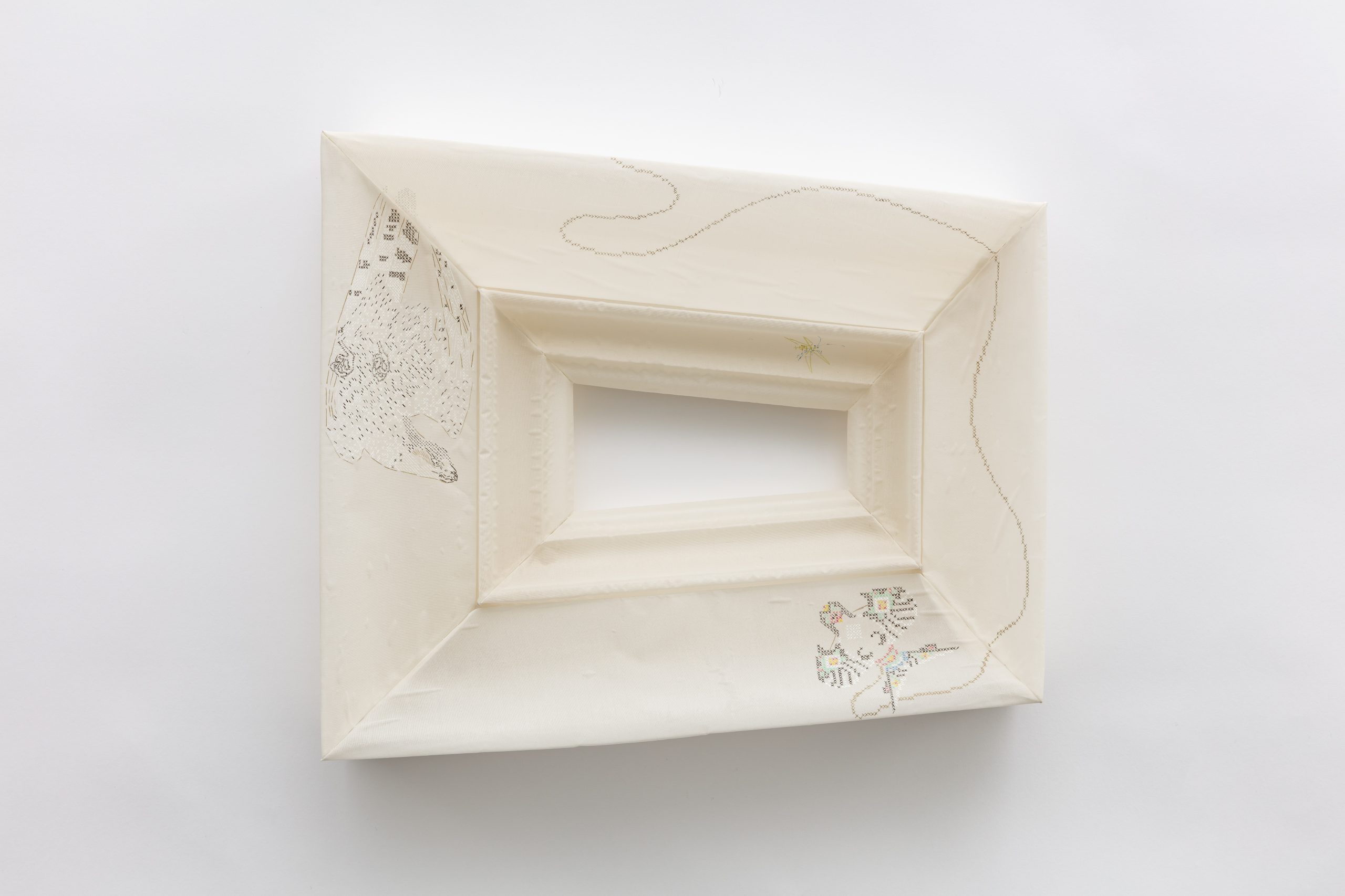 Mineral pigment on silk