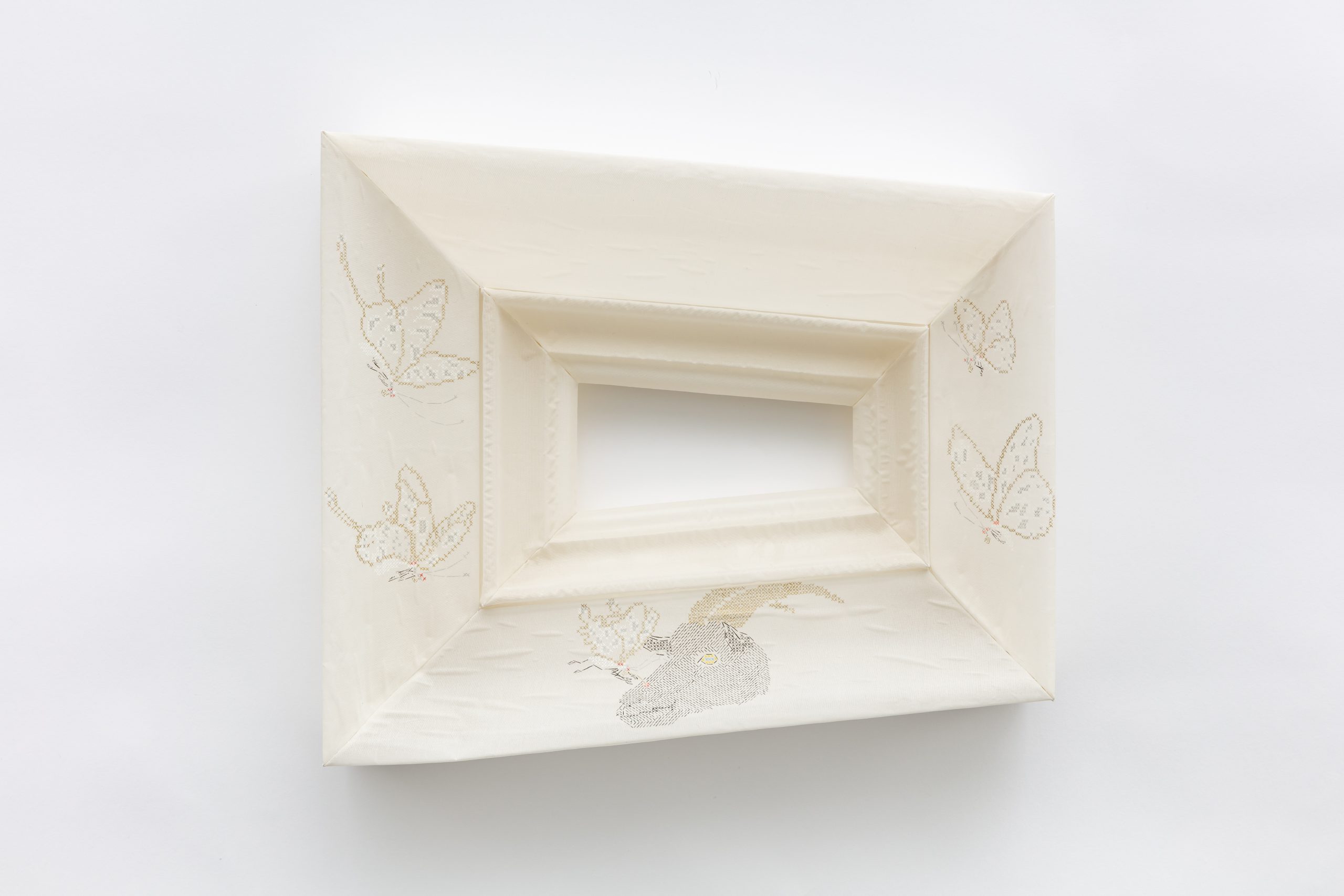 Mineral pigment on silk