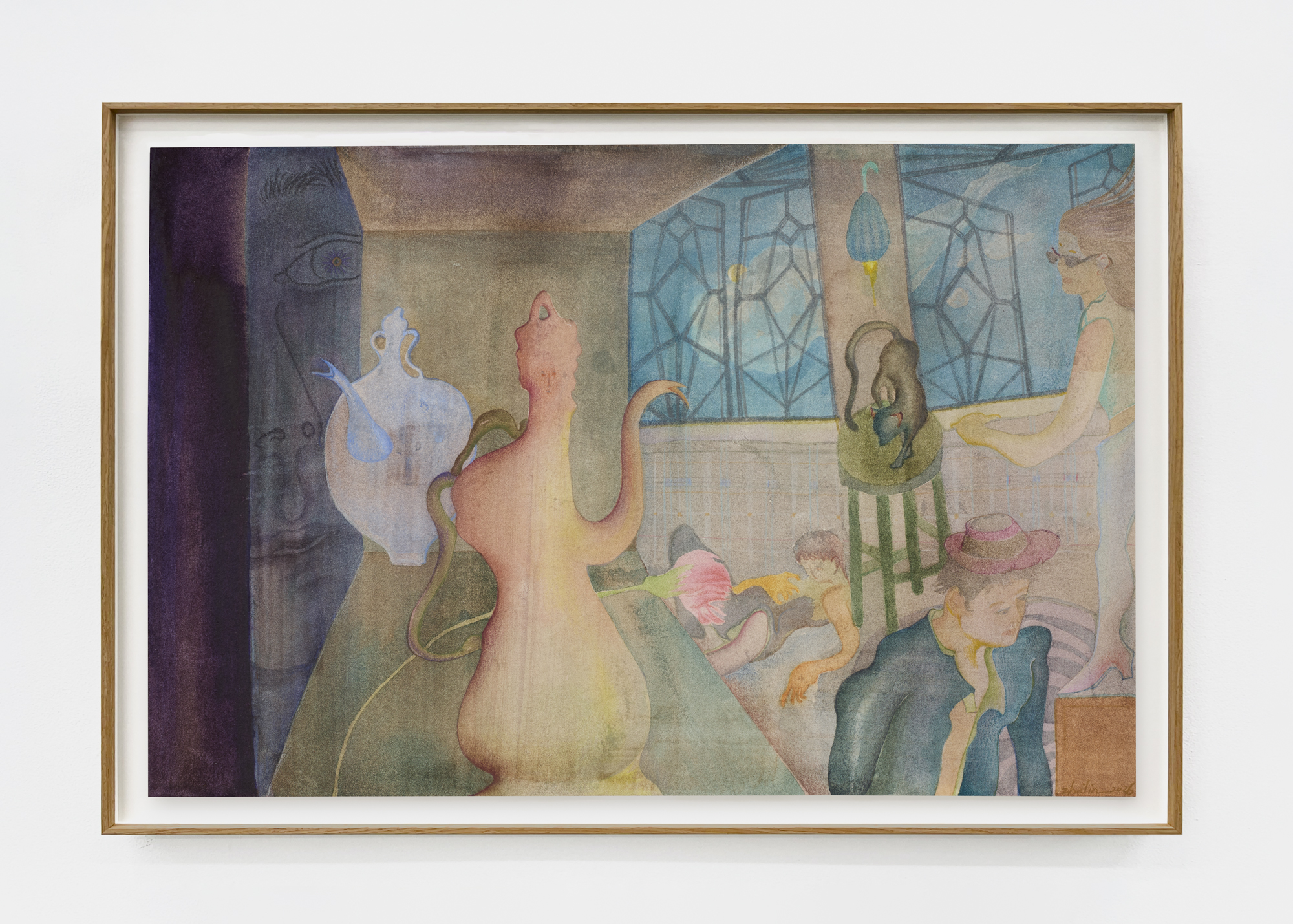 Gansai and coloured pencil on paper