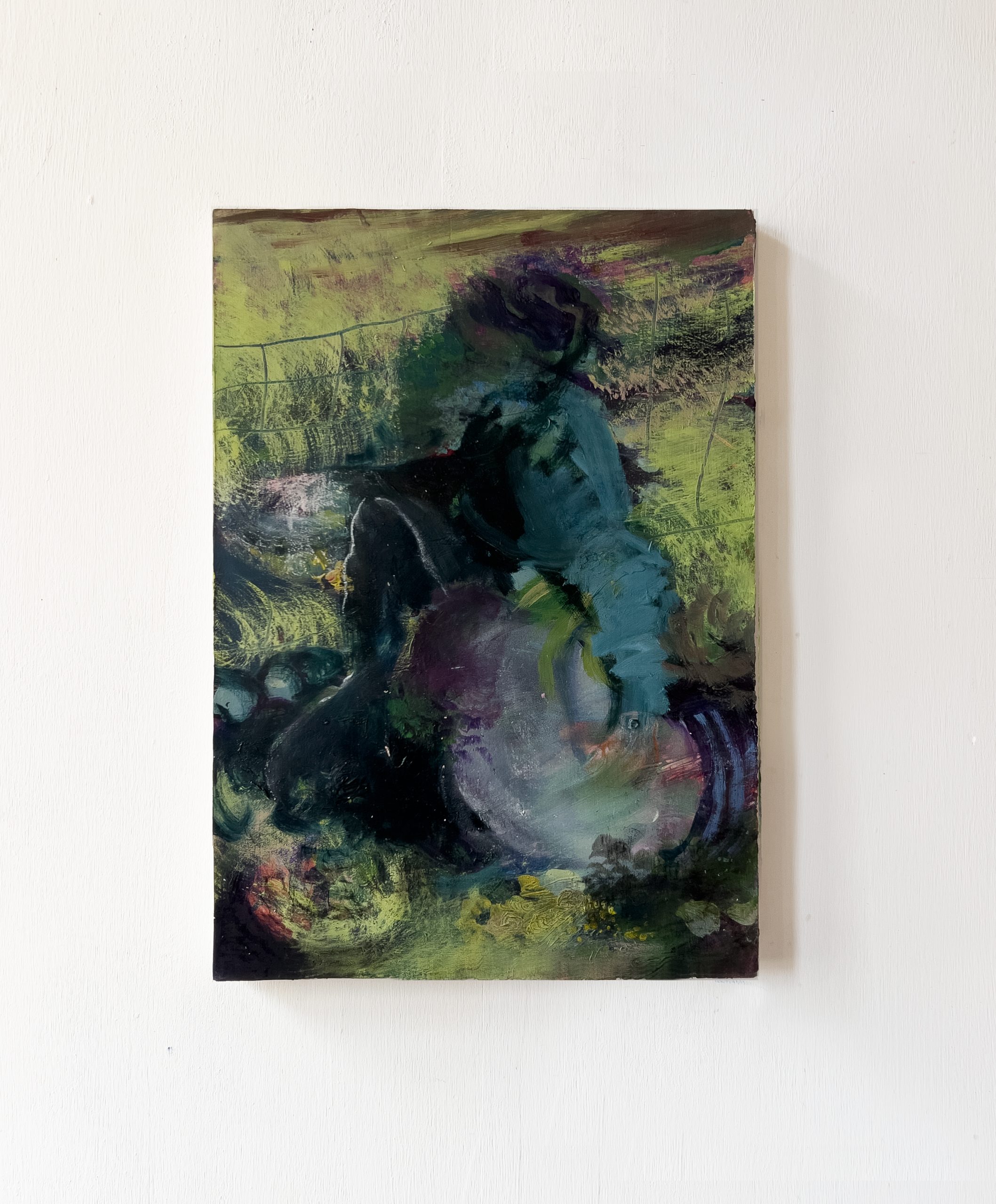 Acrylic, oil, and oil pastel on stretched paper