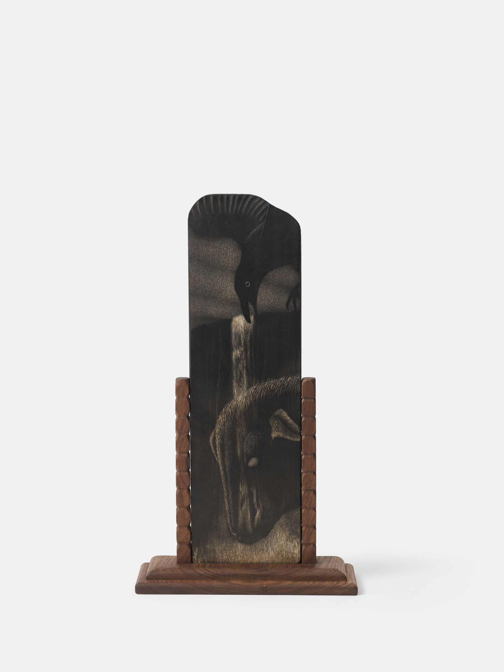 木刻、墨水、木雕 Woodcut and ink, carved wood