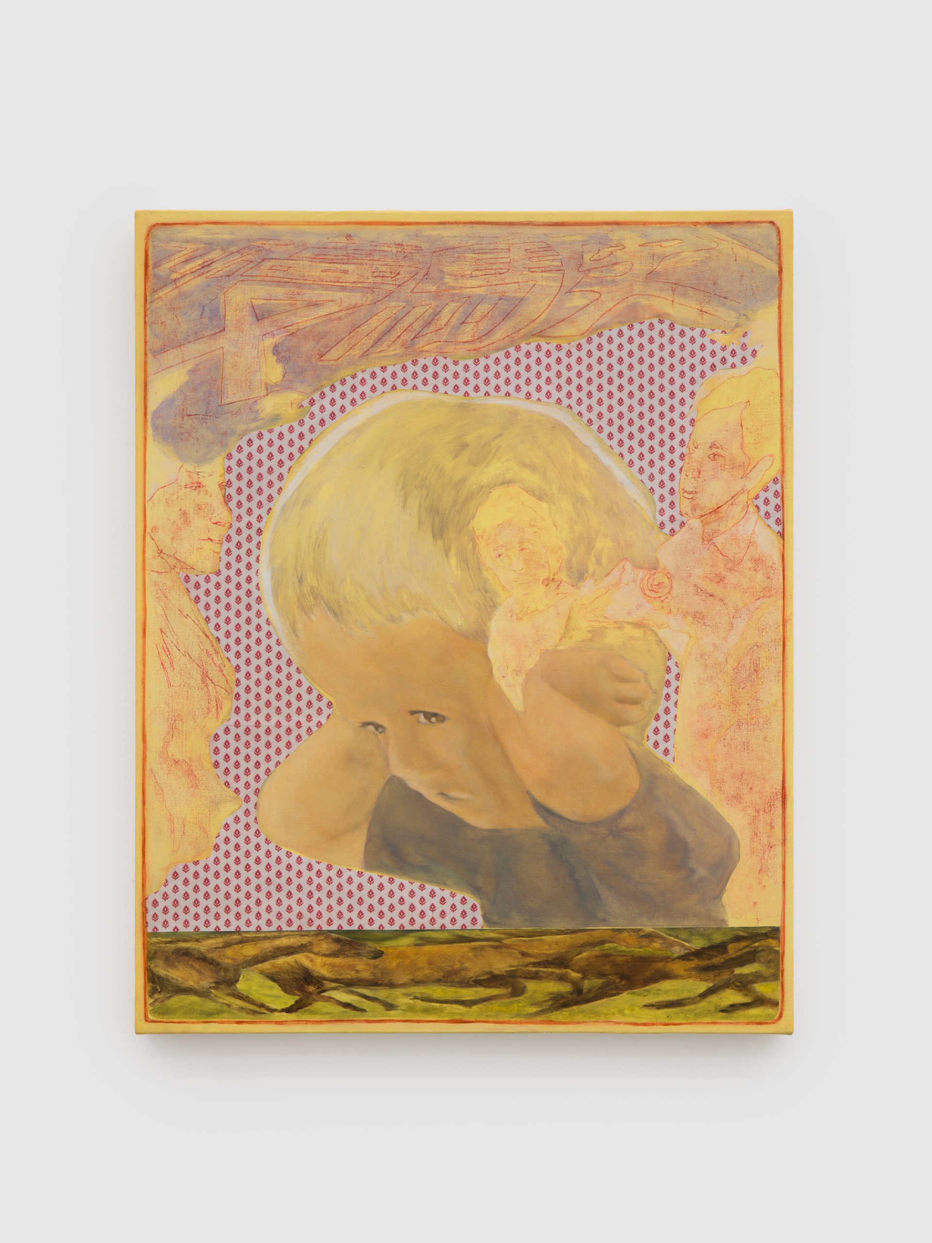 布面油画、丙烯、彩铅、艺术微喷及软色粉 Oil, acrylic, colored pencil, inkjet print, and soft pastel on canvas